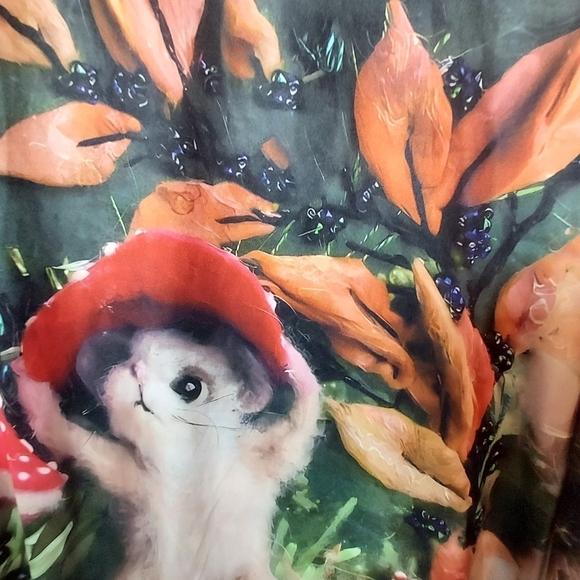 Whimsical Forest Scene Long Sleeve Top with Cute Mouse and Mushrooms - Picture 3 of 9